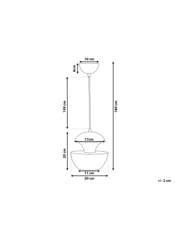 Beliani Pendelleuchten BOJANA in Silber/Weiß - (W) 20 x (H) 180 x (L) 20 cm