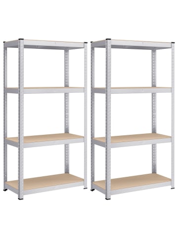SONGMICS 2er-Set: Standregal Cozory in Silbern Hellbraun - (B)80 x (H)160 x (T)40 cm