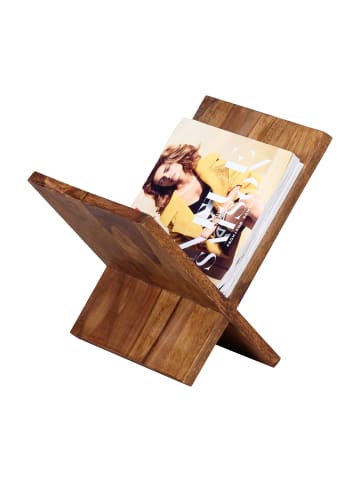 FineBuy Zeitungsständer in Braun / Sheesham / 29x28x31