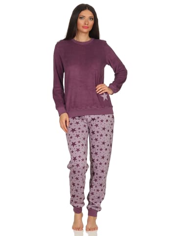 NORMANN Frottee Pyjama Schlafanzug Bündchen Sterne - 48776 in beere