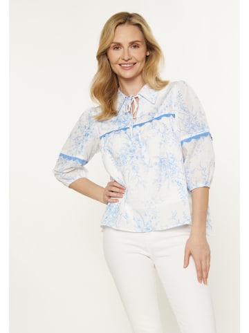 Usha Women Blouse in white blue