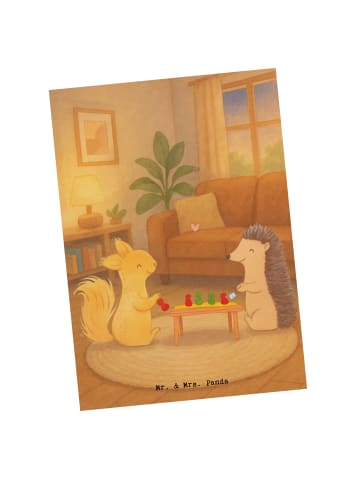Mr. & Mrs. Panda Postkarte Eichhörnchen Gesellschaftsspiele Desi... in Weiß