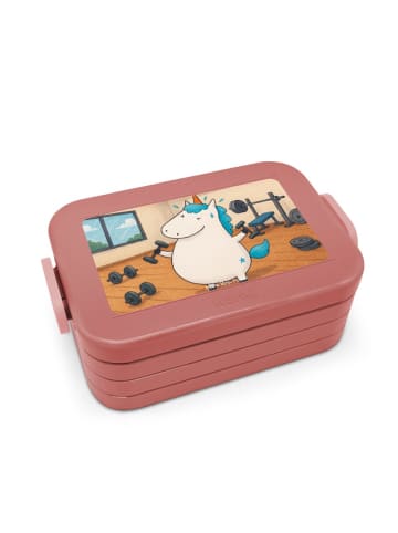 Mr. & Mrs. Panda Brotdose Einhorn Fitness Design ohne Spruch in Rot Pastell