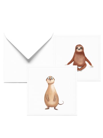 Dori's Prints Taufkarten für Junge | 2er Set Karten mit Erdmännchen und Faultier