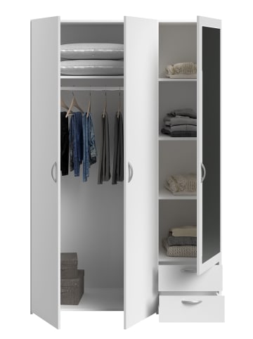 58 aufm Kessel KLEIDERSCHRANK 3-trg. mit Spiegel Parisot Daily 4 Holzdekor Weiß