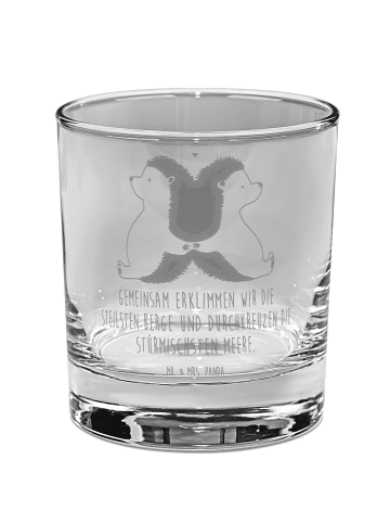 Mr. & Mrs. Panda Whiskey Glas Igel händchenhaltend mit Spruch in Transparent