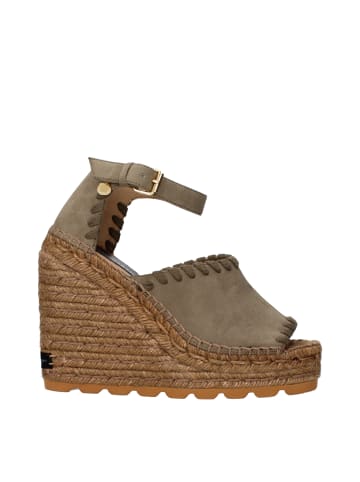 Stella McCartney Grün Leder Keilabsatz Sandalen