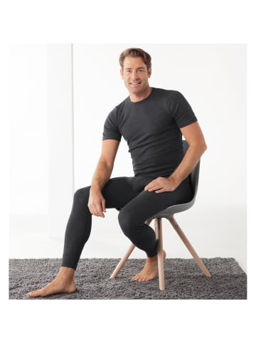 Ammann Baumwolle, Feinripp Unterhose, lang in anthrazit