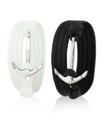 Skipper Anker-Armbänder mit einem Anker in Schwarz/Weiß
