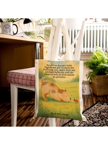 Mr. & Mrs. Panda Tasche Hund Marienkäfer Design mit Spruch in Weiß