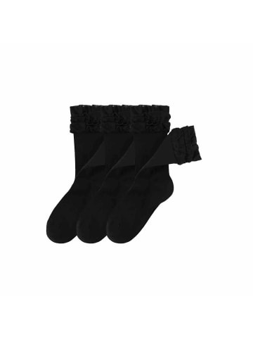 MUNADUNA 3er-Pack Seidene Spitzen-Bambusbaumwoll-Socken in Schwarz
