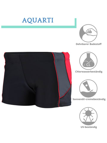 Aquarti Jungen Kurze Badehose mit Einsätzen Seitlich in rot