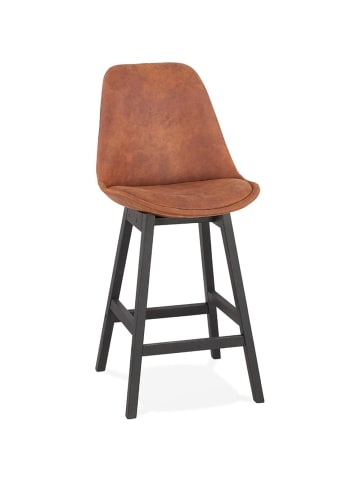 KADIMA DESIGN Sitzhocker Mikrofaser & Eiche, Skandi-Stil, 66 cm in Braun-Schwarz