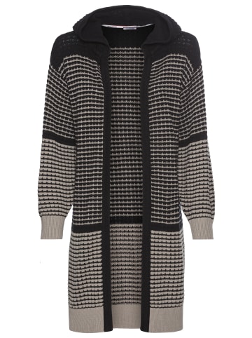 Kangaroos Kapuzenstrickjacke in schwarz-grau-gemustert