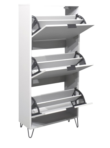 58 aufm Kessel SCHUHSCHRANK Erna 61x25x141 Kreidegrau matt Lack