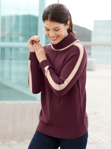 Sieh an! Rollkragen-Pullover in burgund-beige