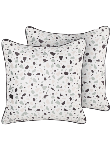 Beliani 2er-Set Dekokissen LAVENDER in Bunt/Weiß/Schwarz