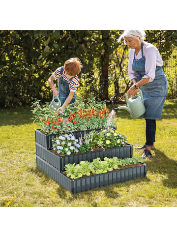 COSTWAY Hochbeet Metall 118x118x61cm in Schwarz