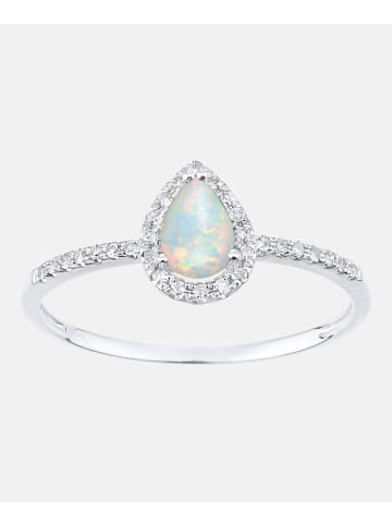 Diamant L'éternel Cluster-Ring aus 375 Weißgold mit Diamant mit Opal