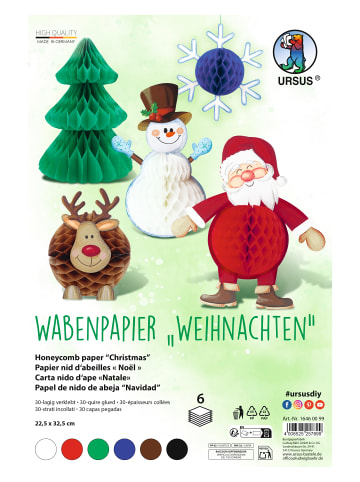 URSUS Wabenpapier "Weihnachten" 22,5 x 32,5 cm, 6 Bl.