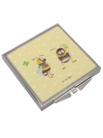 Mr. & Mrs. Panda Handtaschenspiegel quadratisch Hummeln Kleeblat... in Gelb Pastell