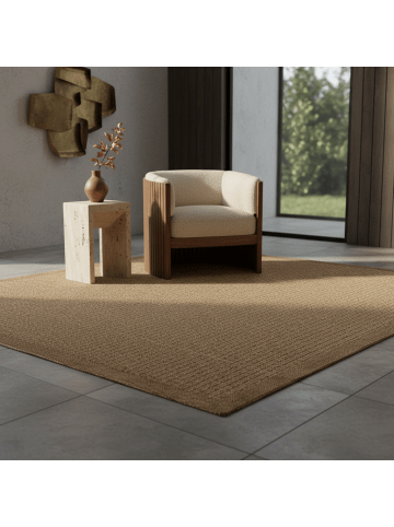 KADIMA DESIGN Teppich Outdoor Waschbar Einfarbig DAFNE Strapazierfähig OEKO-TEX in Braun