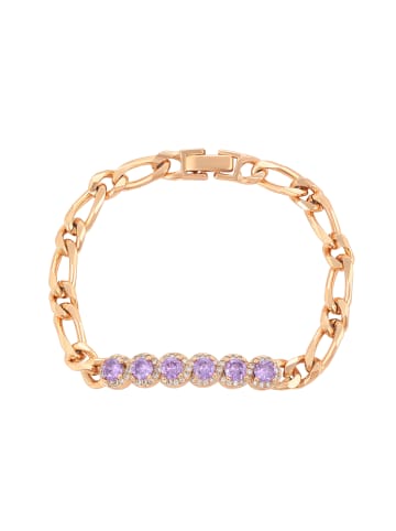 faina Women Crystal-Studded Figaro Chain-Link Bracelet in Rose Gold Violet