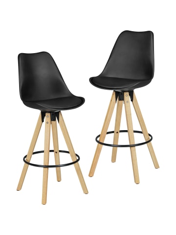 KADIMA DESIGN 2er Set Barhocker LIMA Retro Design Kunstleder Holz mit Lehne