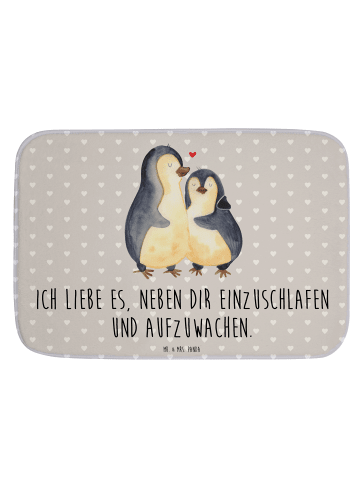 Mr. & Mrs. Panda Badematte Pinguine Einschlafen mit Spruch in Grau Pastell