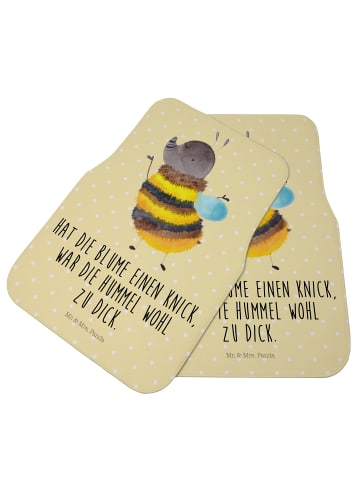 Mr. & Mrs. Panda Fahrer Autofußmatte Hummel flauschig mit Spruch in Gelb Pastell