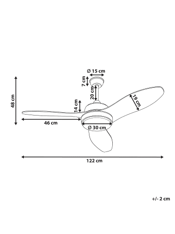 Beliani Deckenventilator mit Licht MUDDY in Braun - (W) 122 x (H) 48 x (L) 122 cm