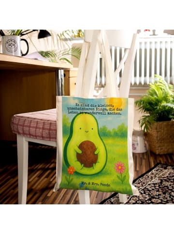 Mr. & Mrs. Panda Tragetasche Avocado Kern Design mit Spruch in Weiß