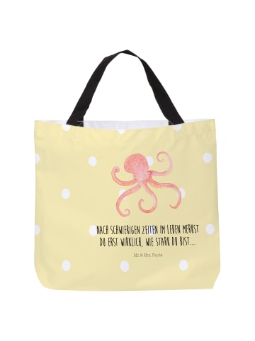 Mr. & Mrs. Panda Tote Bag Tintenfisch mit Spruch in Gelb Pastell