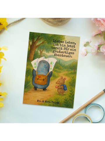 Mr. & Mrs. Panda Postkarte Pinguin & Maus Wanderer Design mit Sp... in Weiß