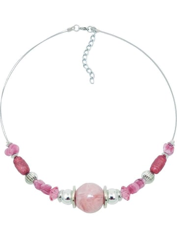 Gallay Kette Drahtkette große Perle rosa altrosa silberfarben 45cm in rosa