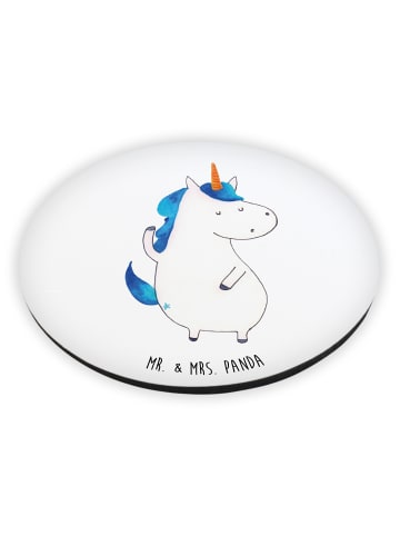 Mr. & Mrs. Panda Rund Magnet Einhorn Mann ohne Spruch in Weiß