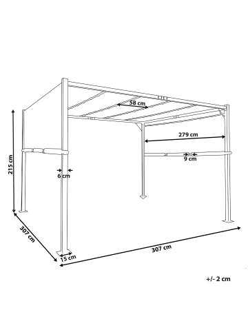 Beliani Garten-Pergola PARGA in Grau/Weiß - (W) 310 x (H) 215 x (L) 310 cm