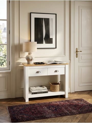 KADIMA DESIGN Konsolentisch | Weiß/Eiche, 85x35x76cm, Schubladen
