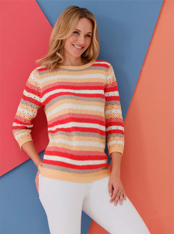 Sieh an! 3/4 Arm-Pullover in hummer-ecru-geringelt