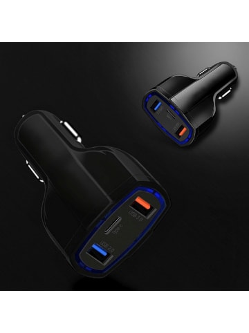 Wozinsky Autoladegerät USB x2 und USB C KFZ-Ladegerät in Schwarz