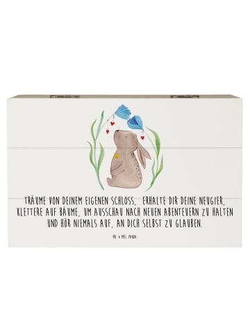 Mr. & Mrs. Panda Aufbewahrungsbox Hase Blume mit Spruch in Weiß