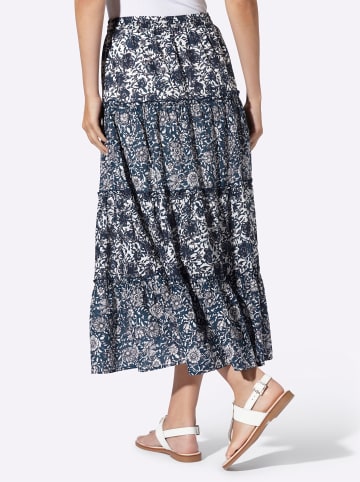 Heine Schlupfrock in champagner-dunkelblau-bedruckt