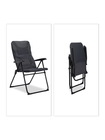 relaxdays 3 x Campingstuhl in Grau - (B)56 x (H)85,5 x (T)45cm