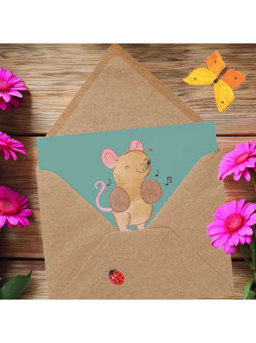 Mr. & Mrs. Panda Klappkarte Schlagzeuger Stolz mit Spruch in Meeresbrise