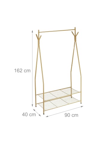 relaxdays Kleiderständer in Honigbraun - (B)90 x (H)162 x (T)40 cm