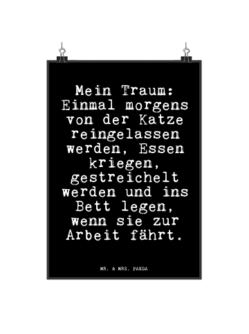 Mr. & Mrs. Panda Bild Mein Traum: Einmal morgens... mit Spruch in Schwarz