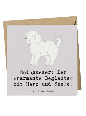 Mr. & Mrs. Panda Deluxe Karte Bologneser Begleiter mit Spruch in Grau Pastell