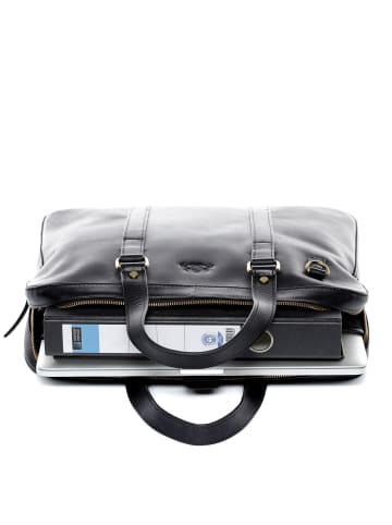 SID & VAIN Leder-Laptoptasche 15" Leder Businesstasche Unisex Maguire in schwarz