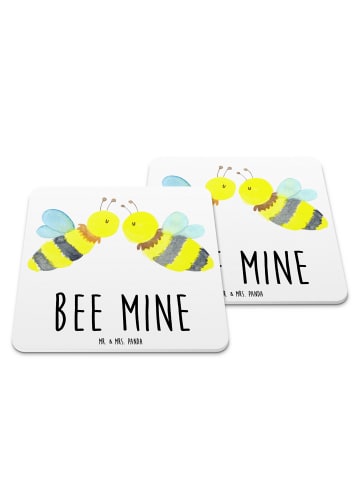 Mr. & Mrs. Panda Tassenuntersetzer Biene Liebe mit Spruch in Weiß