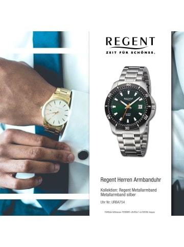 Regent Armbanduhr-Analog silber groß (ca. 40mm) Regent Metallarmband